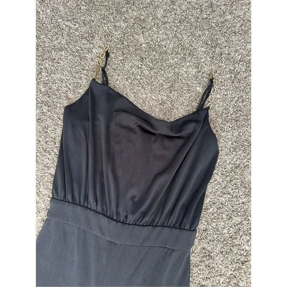Jason Wu Palazzo Cowl Neck Chain Straps Black Jumpsuit Wide Leg Formal Party XS